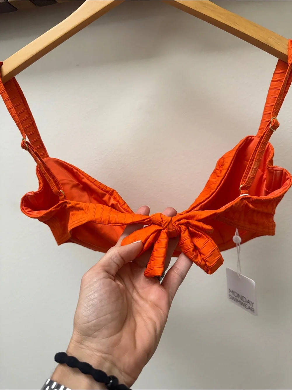 NWT REVOLVE X Monday Swimwear Clovelly Bikini Top in Persimmon Orange, size XXL